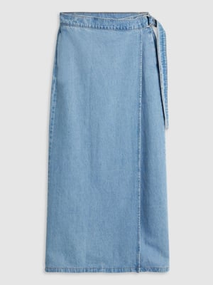 Womens Wrapped In Blue Column Wrap Skirt