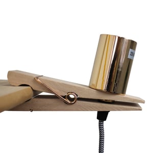 House Vitamin Houten knijper lamp-15x3x10cm-incl. gloeilamp-gouden fitting en