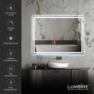 Lumoire Badkamerspiegel met verlichting tron 80cm rechthoekig anti condens
