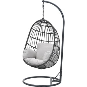 Garden Impressions Fargo wicker hangstoel eivorm carbon black earl grijs