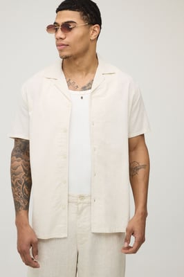 Regular Fit Short Sleeve Linen Blend Shirt
