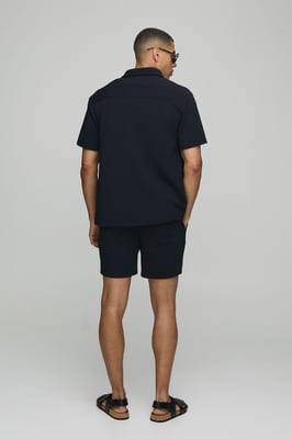 Short Sleeve Jersey Herringbone Shirt And Short Set