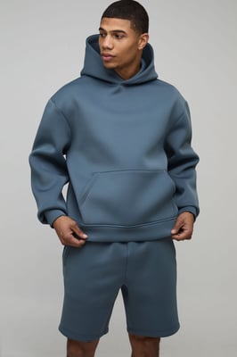Oversized Boxy Bonded Scuba Short Hooded Tracksuit