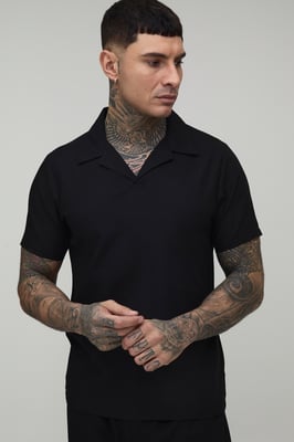 Tall Linen Blend Slim Revere Polo