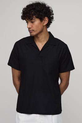 Linen Blend Slim Revere Polo