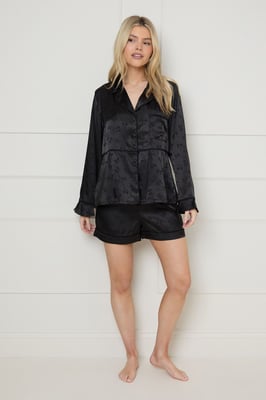 Jacquard Bow Detail Satin Pyjama Short Set