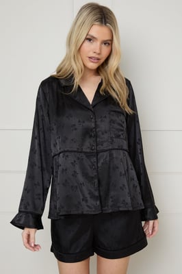Jacquard Bow Detail Satin Pyjama Short Set