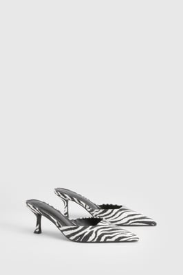Zebra Square Toe Court Mules
