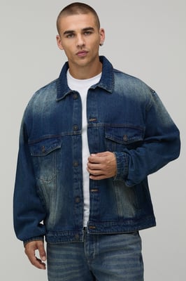 Boxy Oversized Washed Denim Jacket