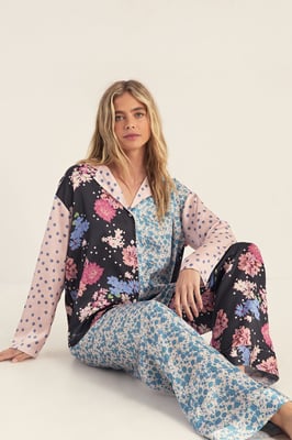 Floral Polka Dot Splice Pyjama Trouser Set
