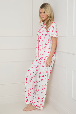 Red Hearts Short Sleeve Jersey Pyjama Set