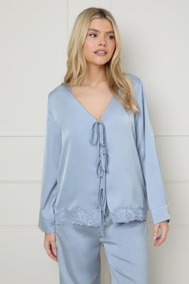 Satin Wide Fit Lace Trim Pyjama Set