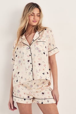 Conversational Print Shirt and Shorts Set
