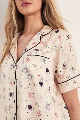 Conversational Print Shirt and Shorts Set