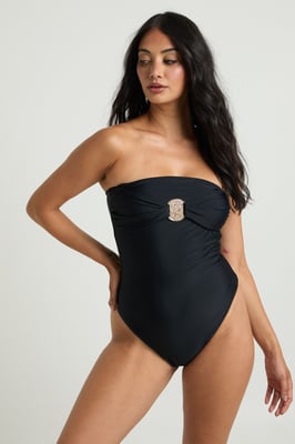 Gold Trim Detail Bandeau Swimsuit