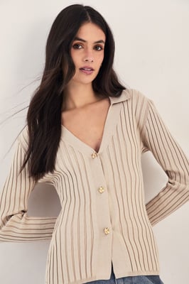 Knitted Ribbed Cardigan