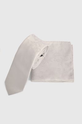 Ivory Paisley Printed Tie and Pocket Square