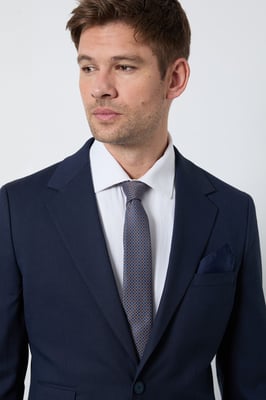 Navy Foulard Tie and Pocket Square