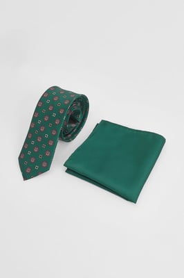Green Foulard Tie and Pocket Square