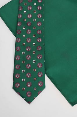 Green Foulard Tie and Pocket Square