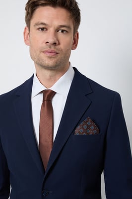 Mocha Patterned Tie and Foulard Pocket Square