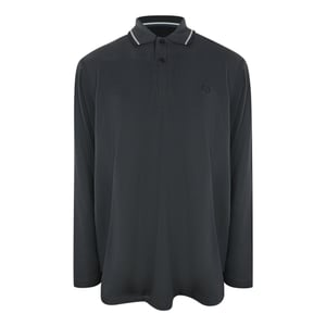 Fred Perry Vit Twin Tipped Collar Gunmetal Grå Långärmad Pikétröja