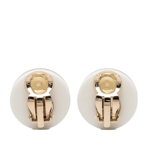 Pre-owned Gold Plated Cc Resin Button Clip On Earrings