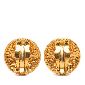 Pre-owned Gold Plated Medallion Coat Of Arms Clip On Earrings