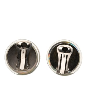 Pre-owned Cc Resin Holographic Camellia Round Clip On Earrings