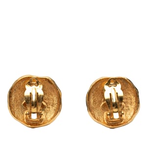 Pre-owned Gold Plated Logo And Lion Clip On Earrings