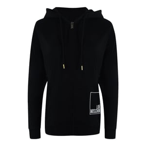Love Moschino Black Zip Hoodie Small White Boxed Logo