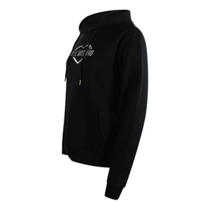 Love Moschino Black Hooded Sweatshirt Silver Heart Logo