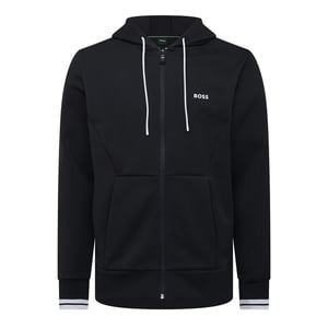Men's Boss Zone Stripe Detail Zip Up Hoodie in Black