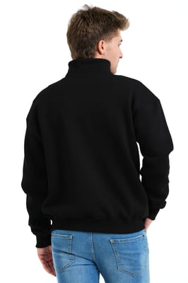 JUSTEVER Regular Fit Stand Collar Halv Dragkedja Upphöjd Svart Herrtröja - Prime