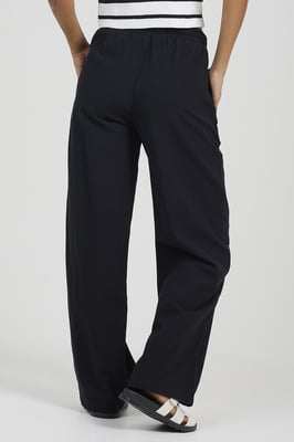 Black Linen Look Drawcord Trousers