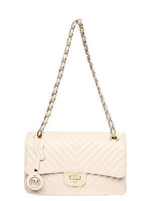 Roberta M Beige Rundleer Tas