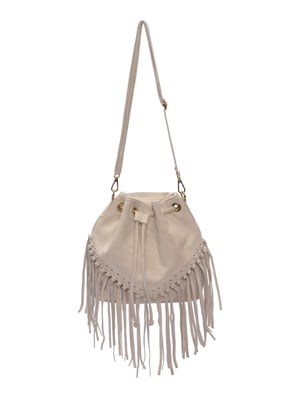 Roberta M Beige Rundleer Tas