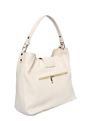 Roberta M Beige Rundleer Tas