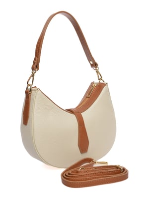 Roberta M Beige Rundleer Tas