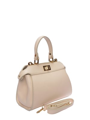 Roberta M Beige Rundleer Tas