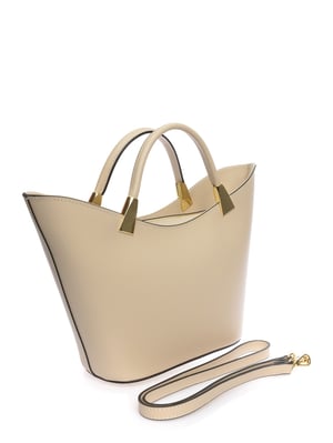 Roberta M Beige Rundleer Tas