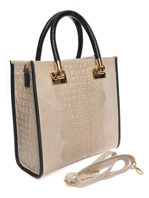Roberta M Beige Rundleer Tas