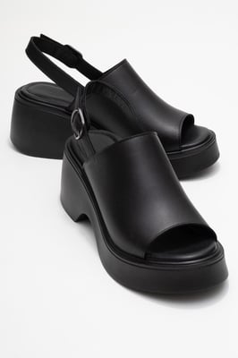 Power Leer Platform Sleehak Sandalen (Women)