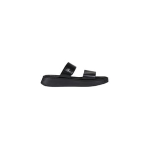Calvin Klein Jeans Svarta Läder Platta Sandaler