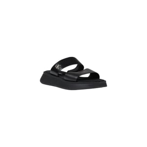 Calvin Klein Jeans Svarta Läder Platta Sandaler