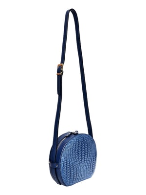 Roberta M Blauw Rundleer Tas