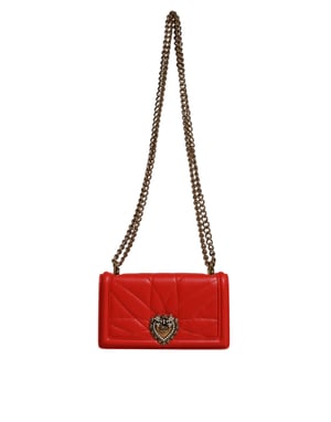 Dolce & Gabbana Rode Gequiltde Toewijding Schoudertas Chain Telefoonhoes Bag