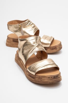 Lunas Leer Side-Zip Plat Hak Sandaal