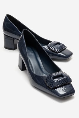 Velora Gesp Vierkante Neus Blokhak Pump (Dames)