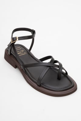 Antas Med remmar Läder Platt Sandaler (Women)